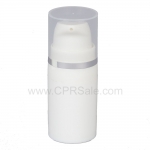 Airless Bottle, Natural Cap with Shiny Silver Band, White Pump, White Body, 5 mL - Texas